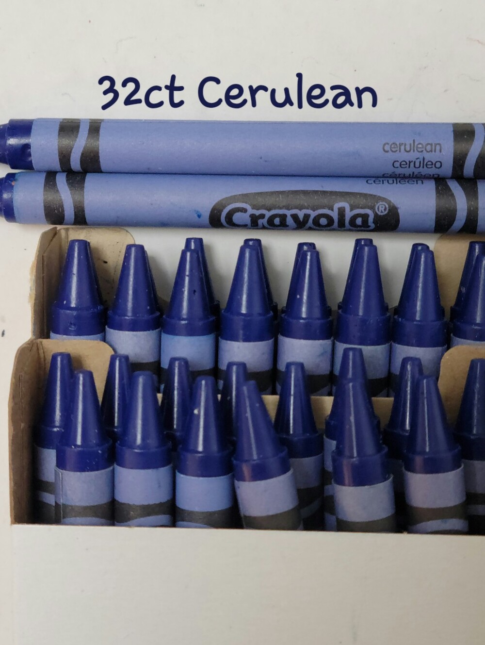 (32) Crayola Crayons (Cerulean) Single Color Bulk Lot